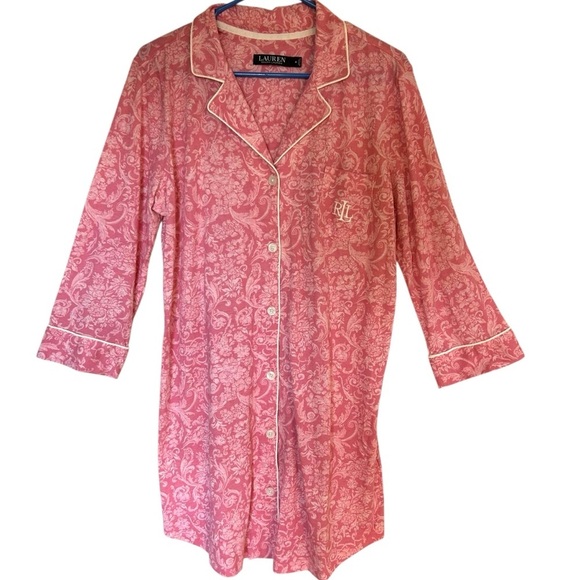 NWT Ralph Lauren Pink Paisley Jersey Pajama Dress Preppy Trad Wife - Picture 3 of 10
